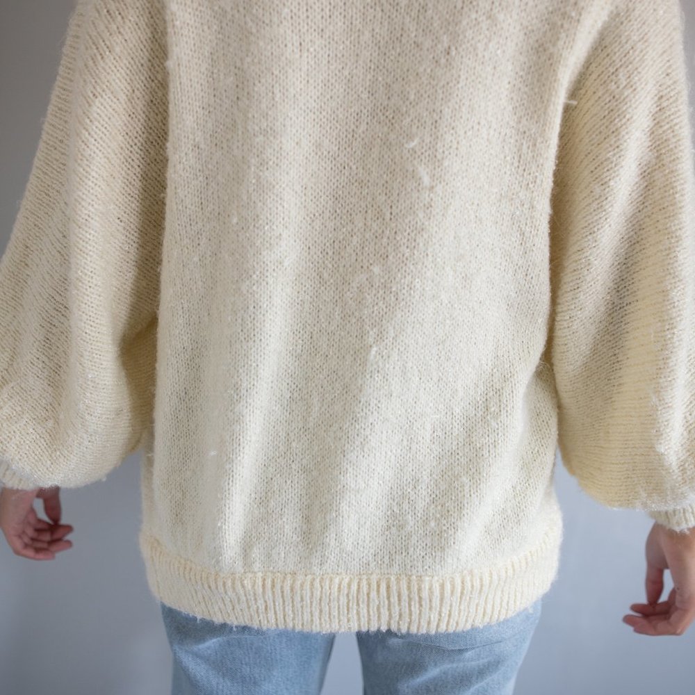 Vintage Puff Sleeve Knit Cardigan Size Medium - Picture 7 of 8